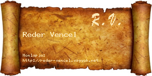 Reder Vencel névjegykártya